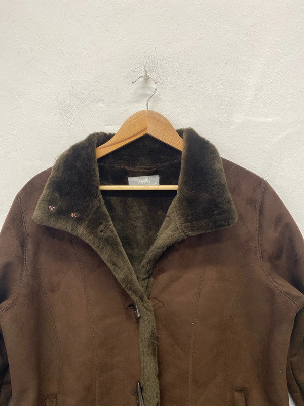 Fabulous Vintage Wallis faux Fur chocolate shearling coat Y2K UkM MW001