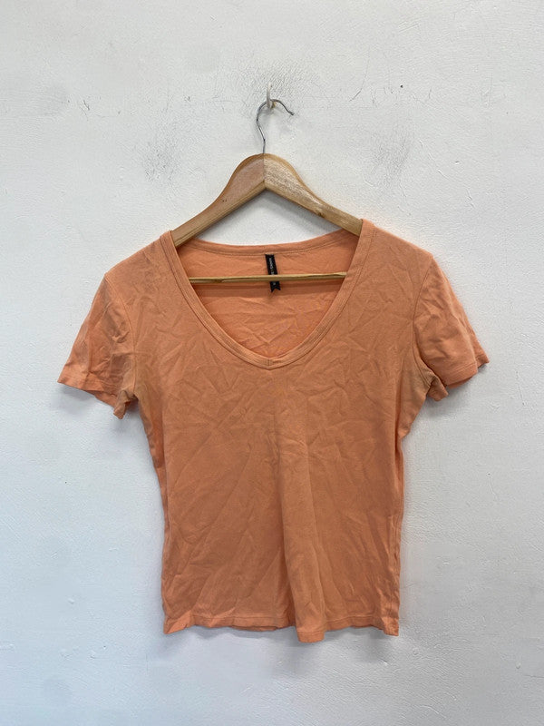 Lovely M&S peach ribbed t shirt UK 12 LW005