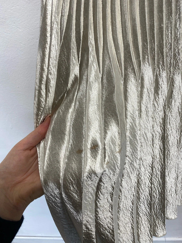 Stunning reiss champagne shimmer pleated maxi skirt UK 4 SD002