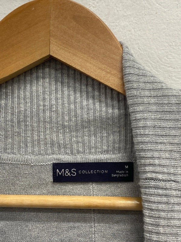 Stunning M&S grey longline cardigan cosy UK M HA001
