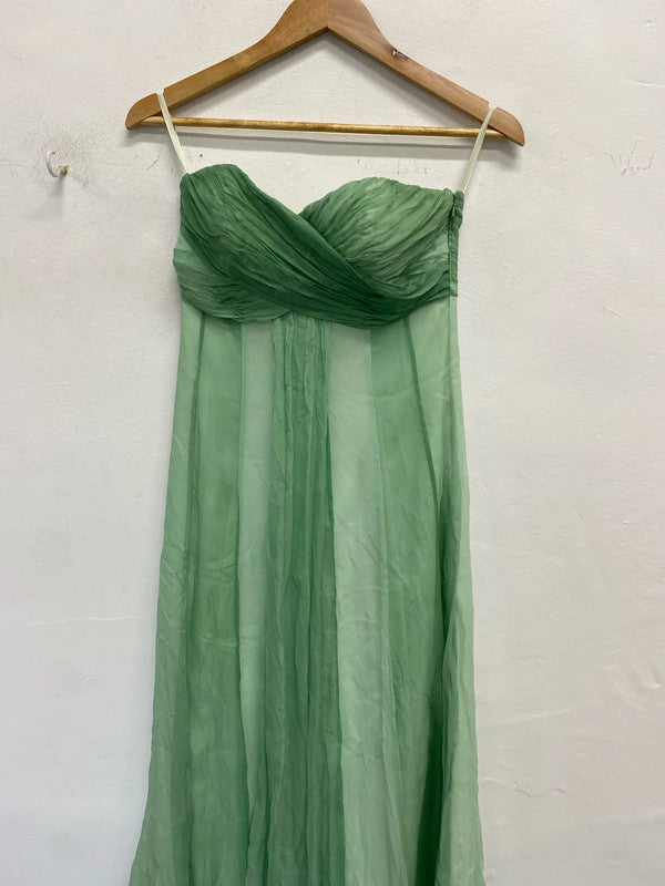 Stunning monsoon etherial mint Ballgown strapless silk UK CF002