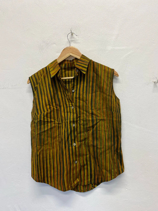 Fabulous Handmade striped sleeveless shirt Uk14/16 EC003