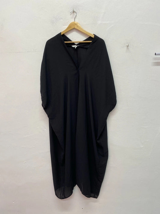 Fabulous H&M black semi sheer Midaxi kimono dress UkM/L IM001