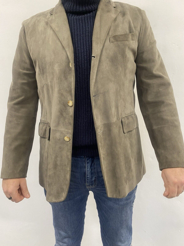 Polo Ralph Lauren Mens Taupe Goatskin Suede Blazer Jacket ukL LC