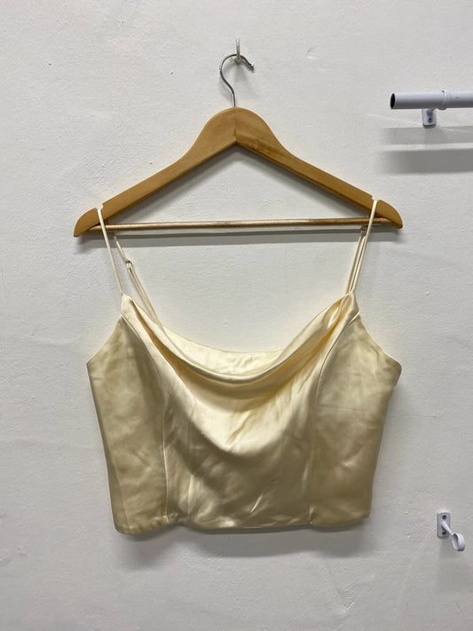 Fabulous cream satin cropped camisole corset boned UkL KS002