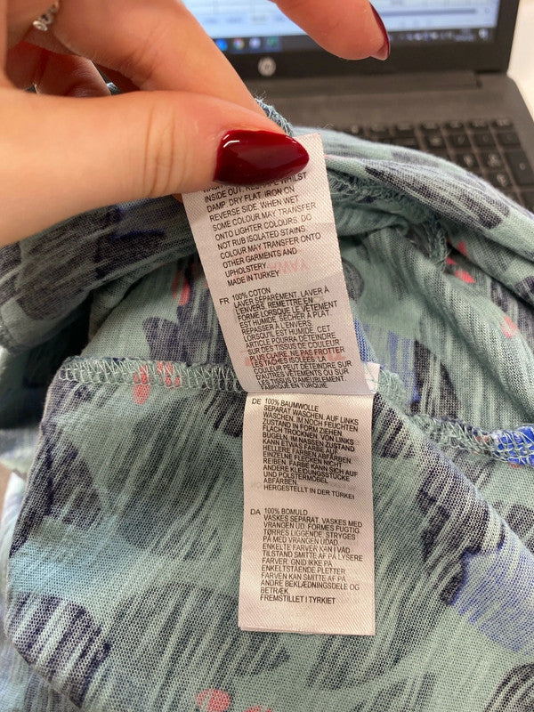 Lovely white stuff blue leaf pattern midi dress UK 10 WLH01