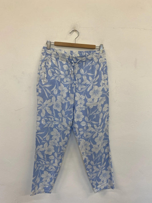 Bonmarche Stylish Light Blue Floral Trousers UK 10 GK002