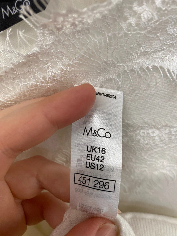 M&Co Elegant White Lace Detail Jumper UK 16 LR002
