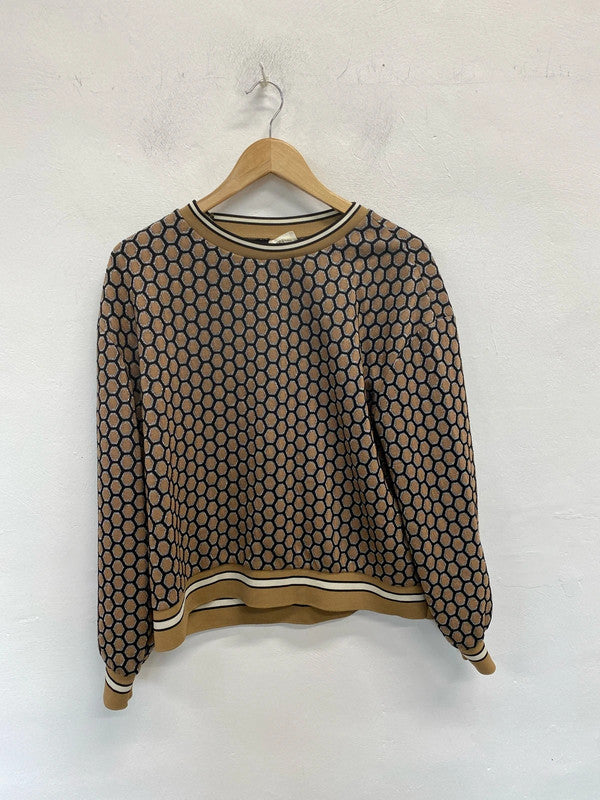 Lovely H&M metallic gold black pattern jumper UK M JB001