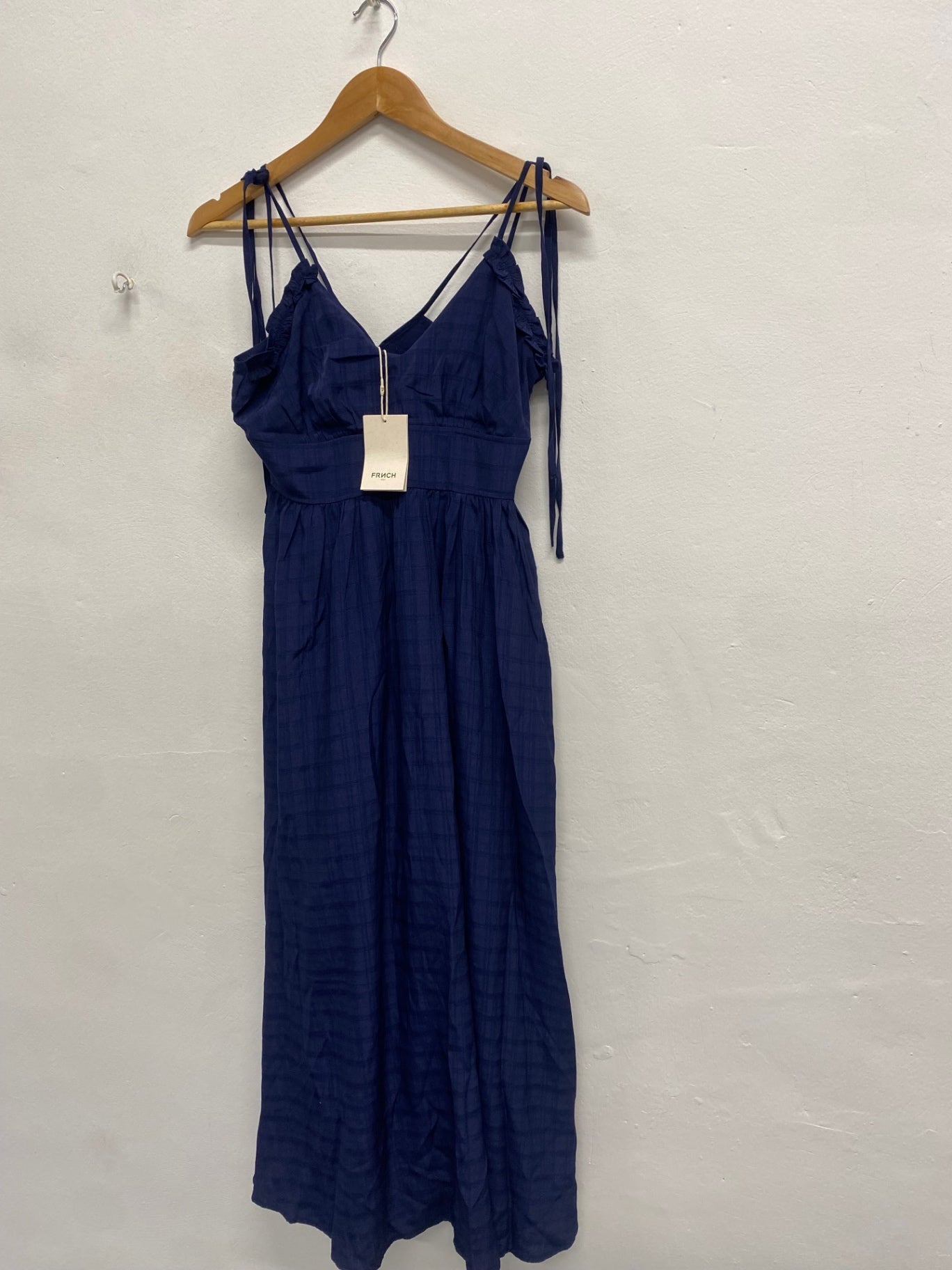 Fabulous Frnch Maxi Dress navy long lightweight UK 8 Blue SR509