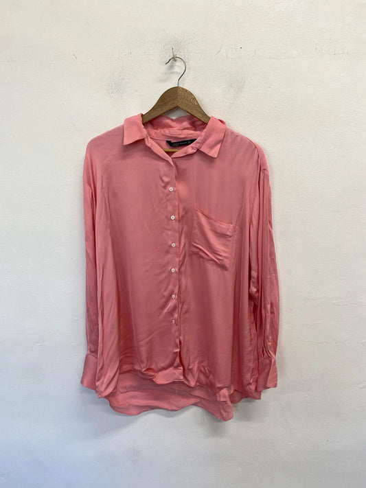 Lovely Zara satin oversized pink shirt UK L LB004