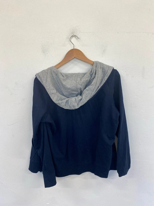 M&S Classic Navy & Grey Zip Thru Hoodie UK 14 SW001