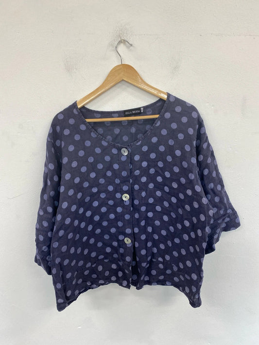 Ella Moda Stylish Navy Polkadot Loose Fit Blouse Size S MM005