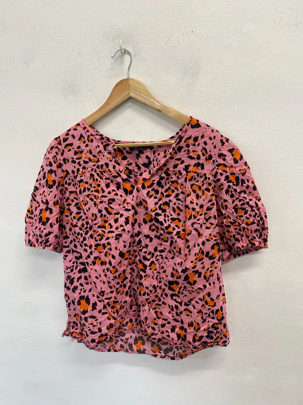 Lovely M&S pink leopard blouse UK 14 LW005