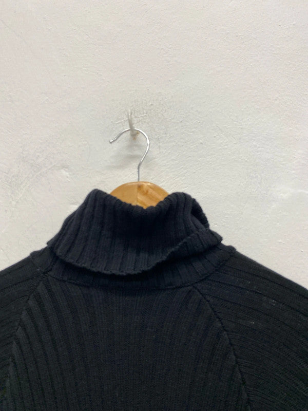 Fabulous YAS black ribbed turtle neck long jumper Dress UkL KS002