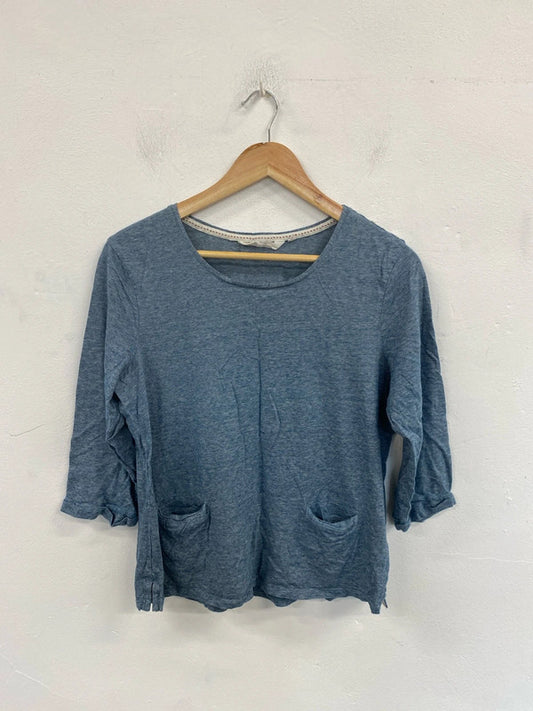 Seasalt Lovely Blue Marl Stripe Top UK 16 MM005