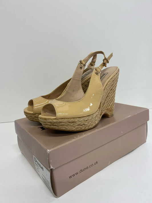 Fabulous Dune leather & rafia wedges UK6 nude NN001
