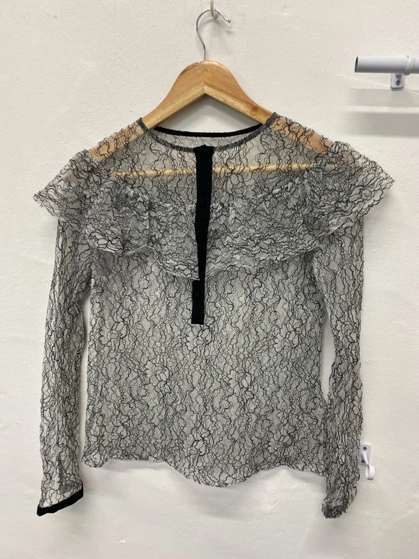 Fabulous Zara sheer lace party top UkM drill detail JB001