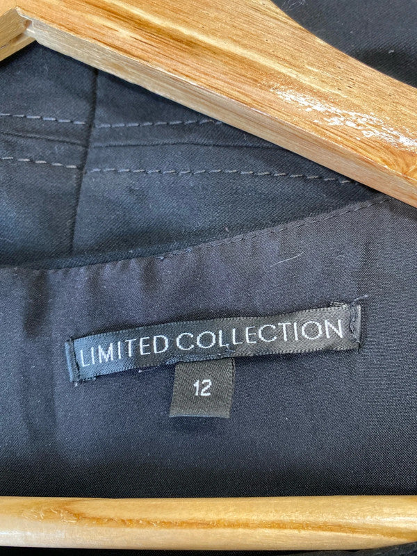 Fab M&S classic formal mini dress black Uk12 lined with stretch LD003