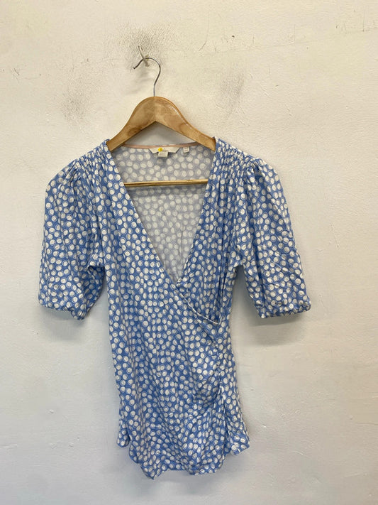 Lovely Boden blue spotted low bust top UK 10 AO001