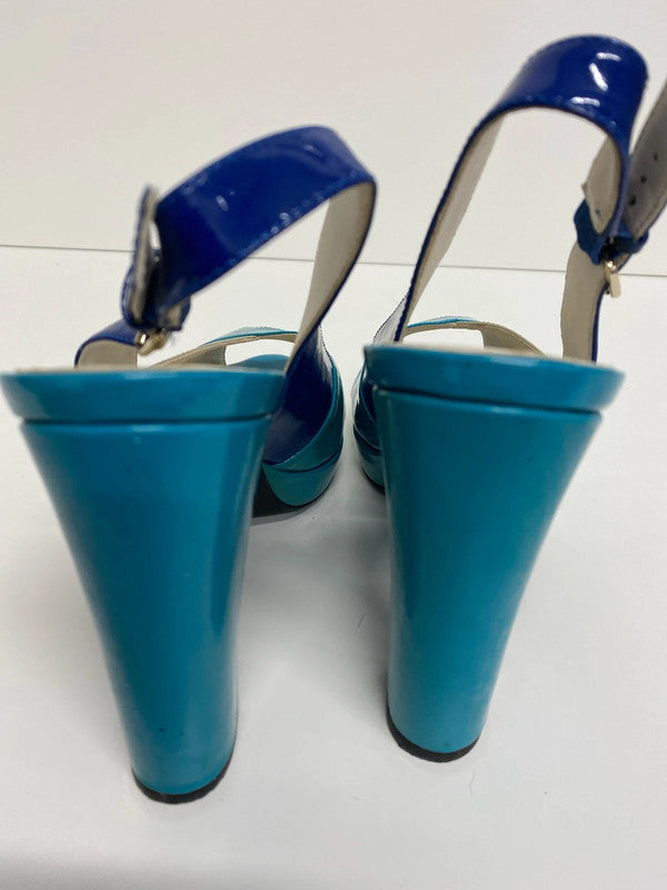 Fabulous Geox Respira Turquoise blue high block heel sling back Uk5 LW005