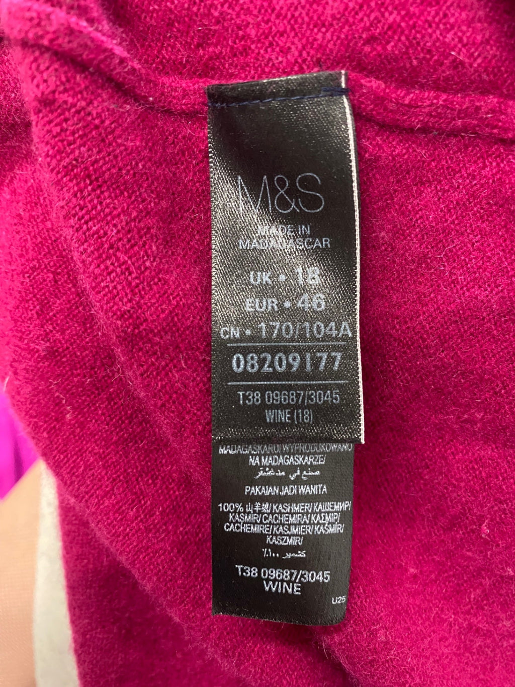 Stunning M&S Knitted jumper UK 18 Magenta pink cashmere SO560