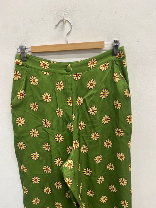 Stunning kitri green daisy trousers UK 12 SS002