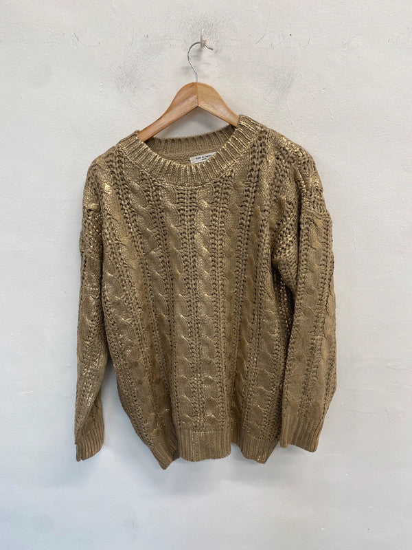 Stunning drole de copine gold metallic knit jumper UK M MS002
