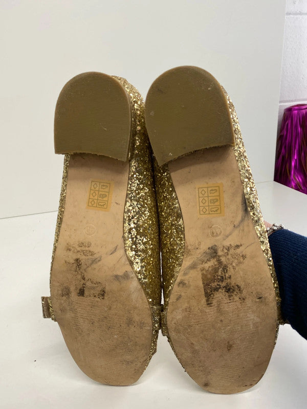 Fabulous Gold Glitter loafters by Topshop Uk7 EUR40 JH001