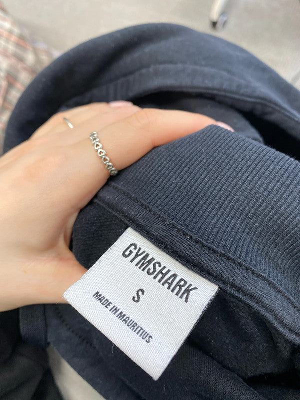 Fabulous gym shark navy cropped active wear hoodie UK S ZM001