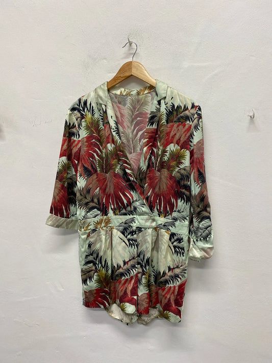 Fabulous Vintage Playsuit floral Hawaiian vibes uk8 NS003