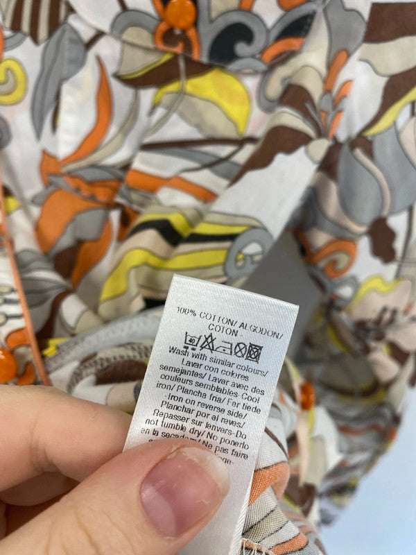Topshop 60s Vibes Orange Floral Top UK 10 SW001