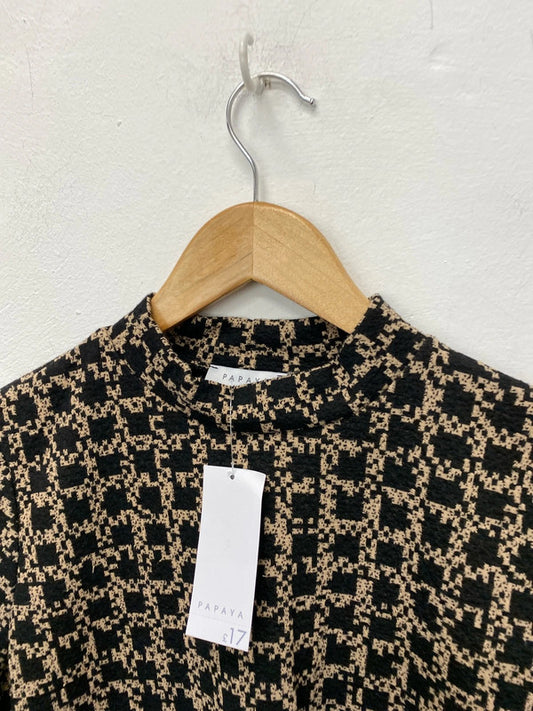 Fabulous Matalan geometric loose fit dress Uk12 beige & black classic AO001