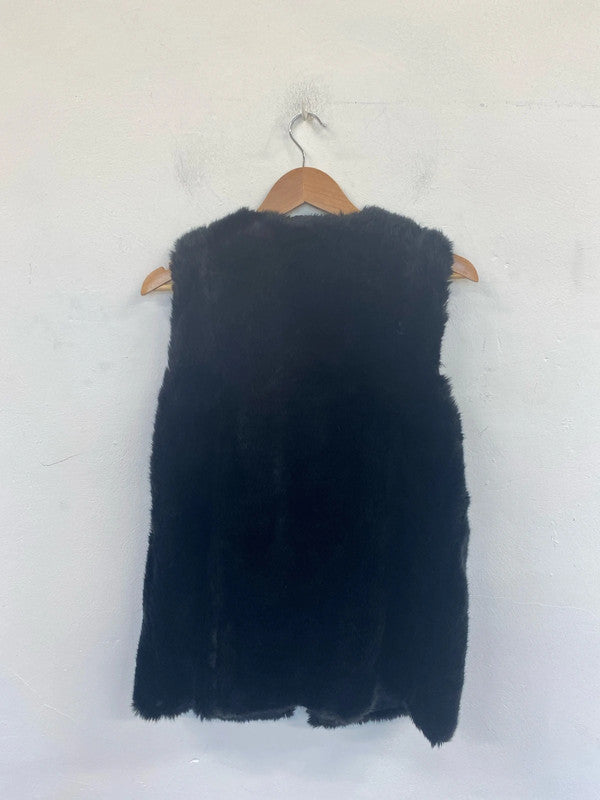 Next Fabulous Black Faux Fur Gilet UK 14 AO001
