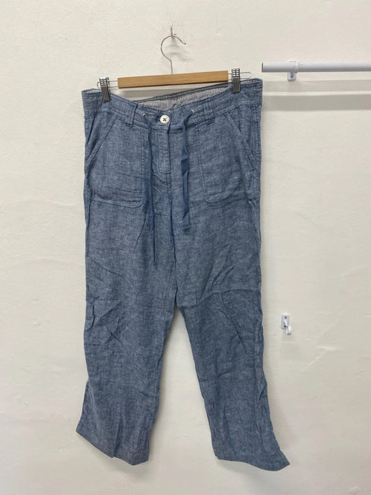 Fab TU crop linen blend wide leg trousers Uk8 denim MM005