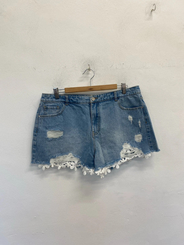 Fabulous Very Super flower power shorts denim Uk16 GW001