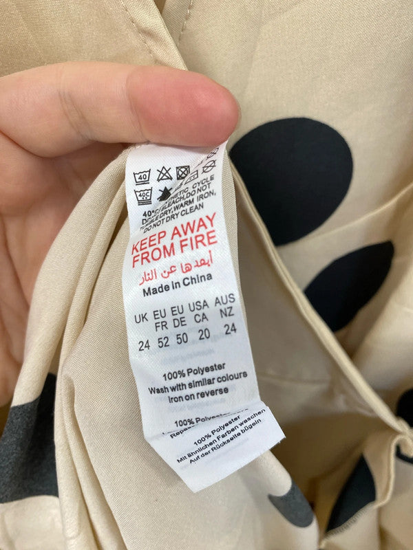 Pretty Little Thing Stunning Beige & Black Polka Dot Wrap Dress UK 24 RM002