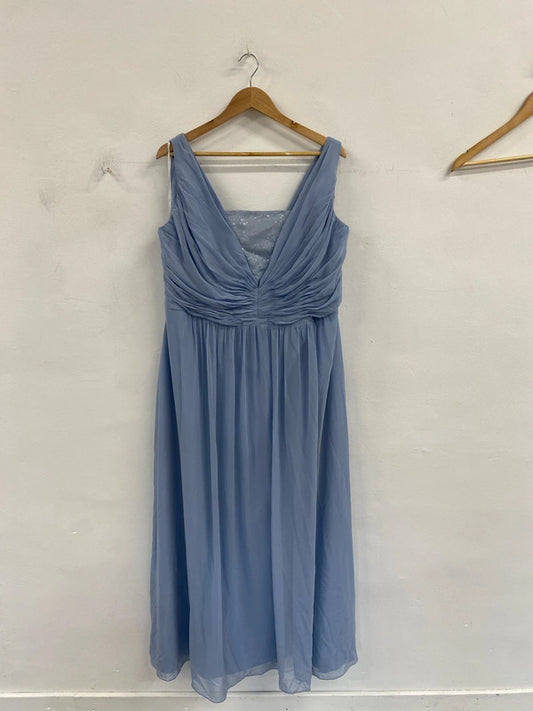 Fabulous periwinkle blue gown bridesmaids dress Dessy collection Vivian Diamond 24 CR002