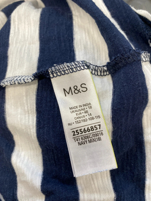 Lovely m&s striped navy white long sleeve top UK 18 LG004