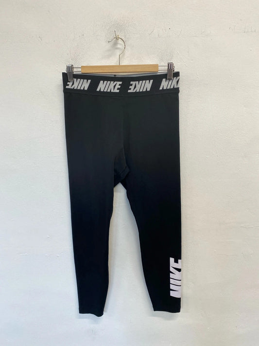 Lovely nike running black active leggings UK L SG090