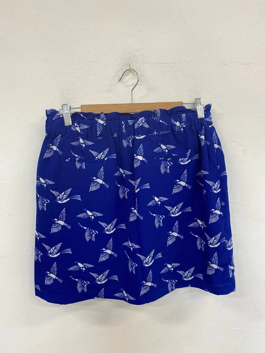 Oasis Stylish Blue Bird Pattern Mini Skirt UK 14 NN001