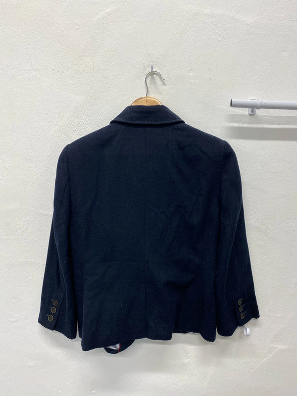 Super 3/4 sleeve wool blend blazer by Abercrombie & Fitch UkL navy AO001