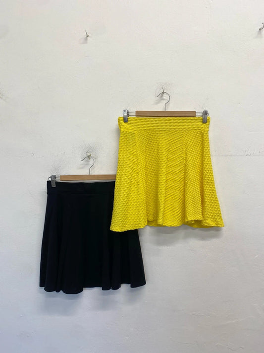 Lovely duo of skater skirts black yellow h&m UK S SW001 #1