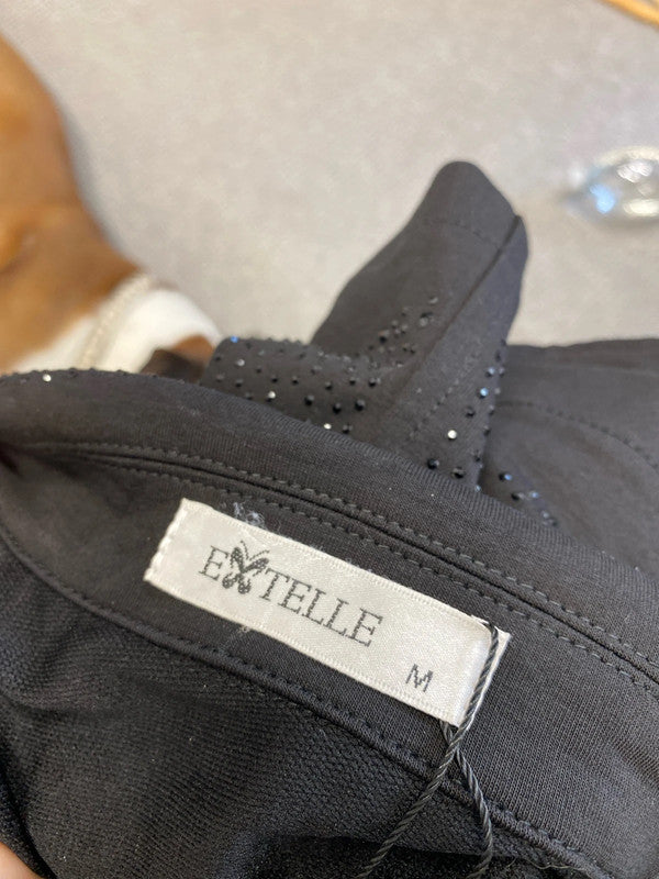 Lovely Moda for eve paris etelle black diamanté biker jacket UK M LL003