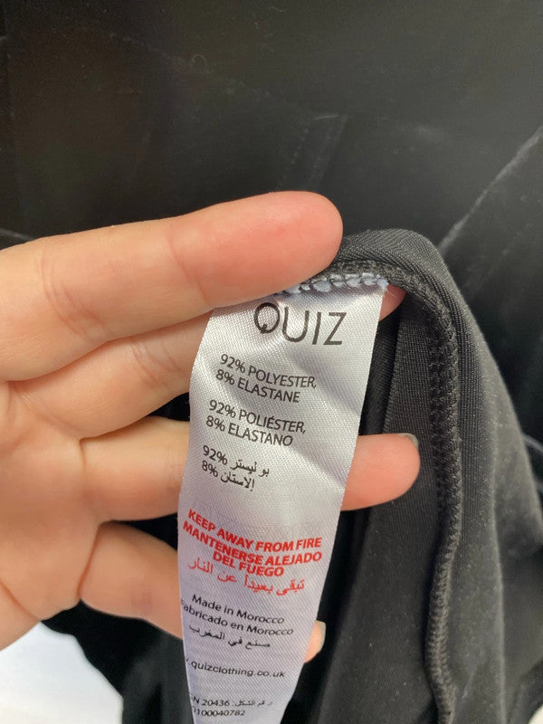 Quiz Elegant Black Velvet Midi Dress UK 14 KN003