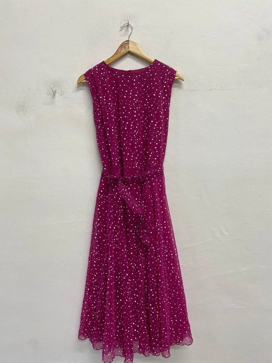 Fabulous Vintage deep pink spotty berkatex 1990’s dress Uk12 EC003