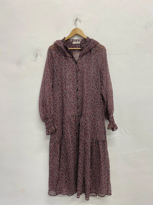 Fabulous Mango ditsy sheer oversmock boho dress Uk L EC003
