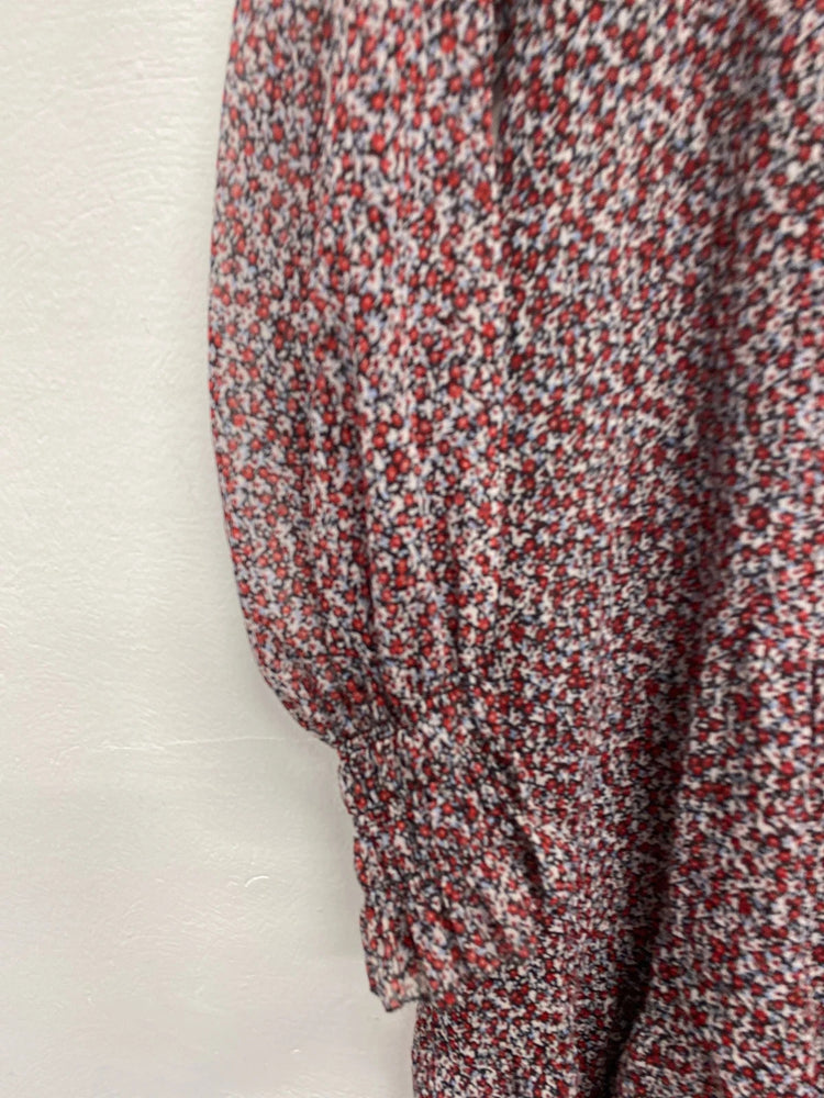 Fabulous Mango ditsy sheer oversmock boho dress Uk L EC003