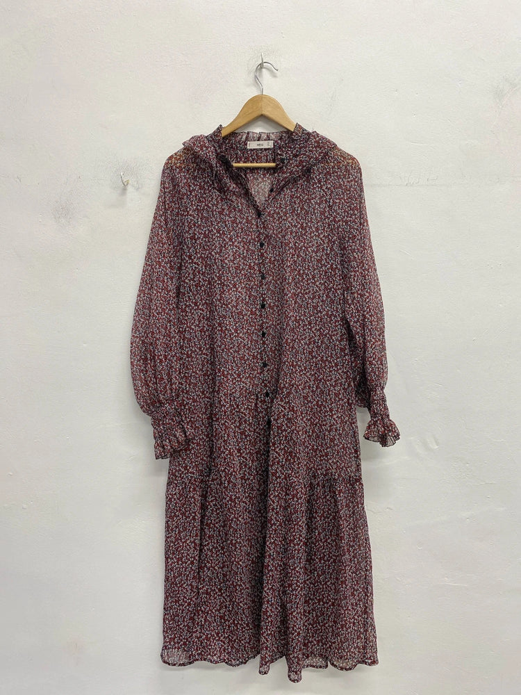 Fabulous Mango ditsy sheer oversmock boho dress Uk L EC003