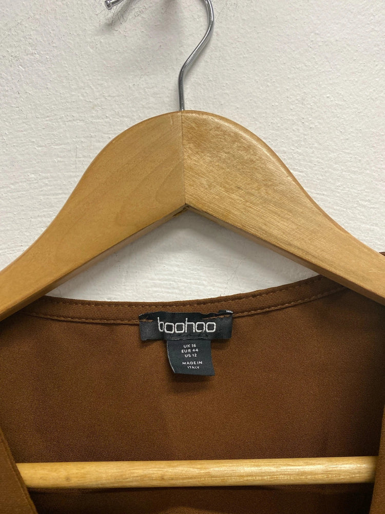 Fabulous boohoo preppy waistcoat in brown Uk16 EC003